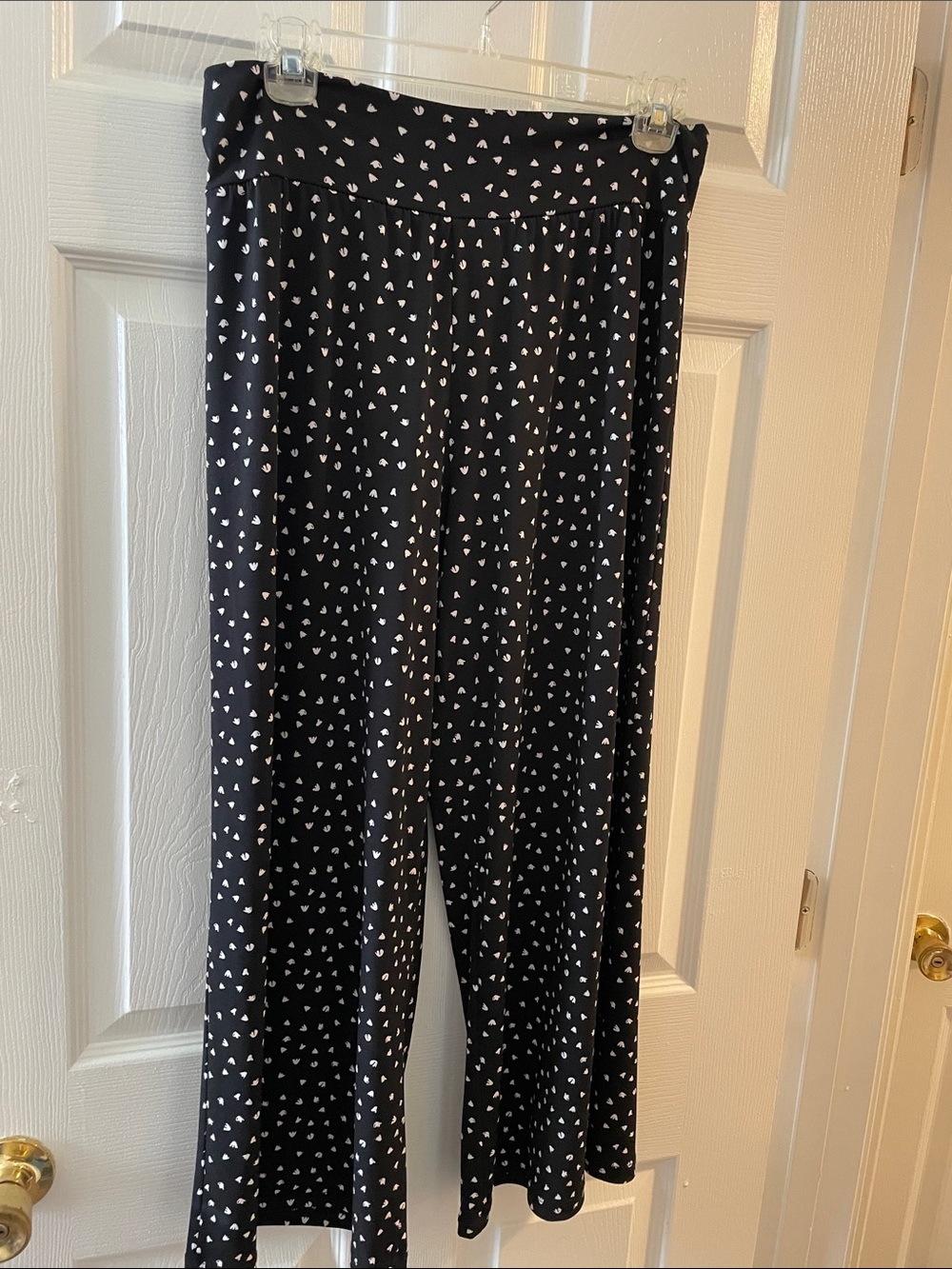 Clara Sun Woo XL Black Wide Leg Pants with White Accent